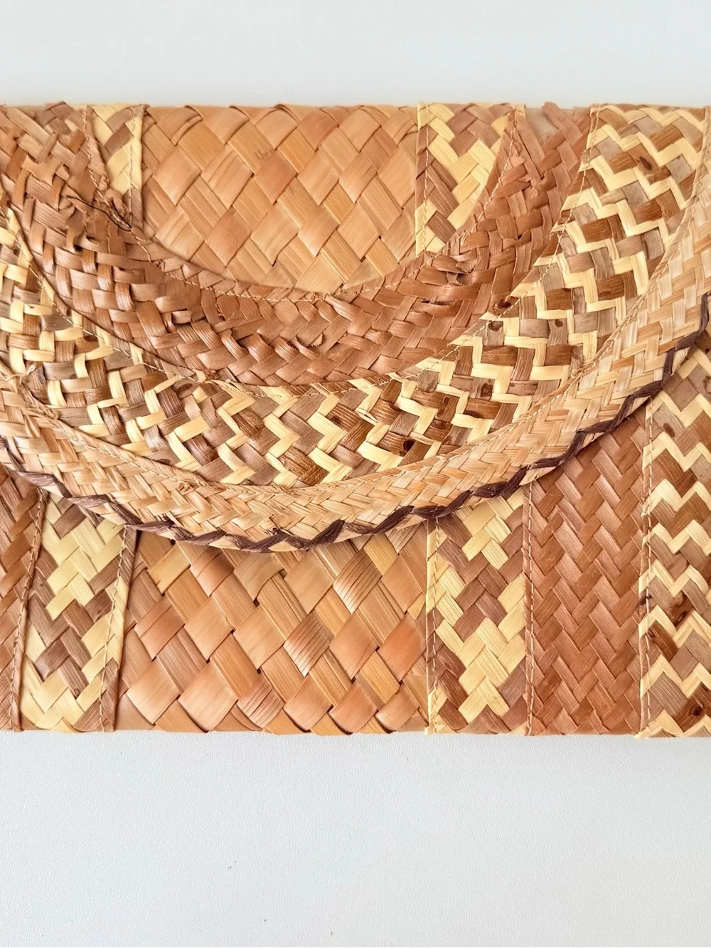 Woven Straw Clutch Bag - Natural Brown